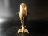 Vintage Brass Dolphin Statue Mother And Baby