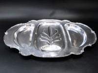 Vintage Silver Plate 3 Part Buffet Tray Victorian Rose