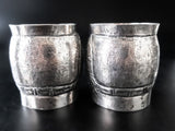 Coin Silver Repoussé Tribal Cups Set Of Four 900 Silver