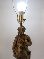 Victorian Table Lamp Bronze Tone Figural French Gentlemen Hollywood Regency