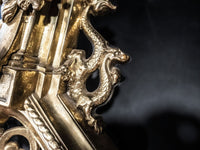 Antique French Brass Andirons Chenets Lion And Dragon Gothic