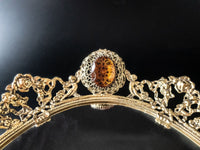 Large Vintage Mirrored Vanity Tray Cherub Gilded Mirror Hollywood Regency
