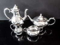 Vintage Silver Plate Tea Set Melon Finial Coffee Service William Adams Towle