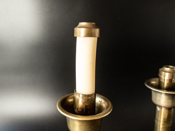 Antique Brass Altar Candle Holders Spring Loaded Church Candles ...