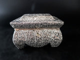 Handcrafted Embossed Sterling On Wood Trinket Box With Key