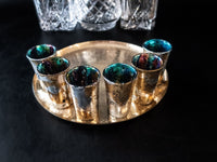 Gold Silver Leaf Gilded Multicolor Shot Glasses Set Of Six