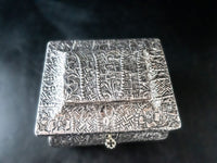 Handcrafted Embossed Sterling On Wood Trinket Box With Key