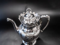 Antique Silver Plate Teapot Portrait Medallion Greek Revival Aesthetic Reed And 