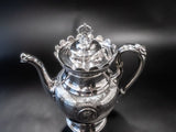 Antique Silver Plate Teapot Portrait Medallion Greek Revival Aesthetic Reed And 