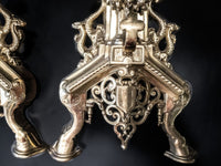 Antique French Brass Andirons Chenets Lion And Dragon Gothic