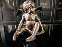 Bronze Winged Cherub Statue Sculpture L' Allouette
