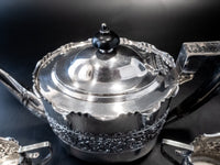Antique Silver Plate Tea Set Repousse Cherub James Deakin