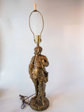 Victorian Table Lamp Bronze Tone Figural French Gentlemen Hollywood Regency