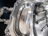 Vintage Silver Plate 3 Part Buffet Tray Shell And Gadroon Sheridan