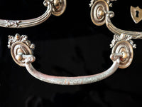 French Style Brass  Dresser Drawer Handles Pulls And Parts And Keyhole Cover