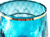 Giant Vintage Italian Turquoise Aqua Blue and Gold Murano Crystal Bowl Brandy Sn
