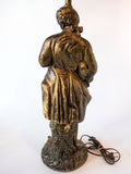 Victorian Table Lamp Bronze Tone Figural French Gentlemen Hollywood Regency