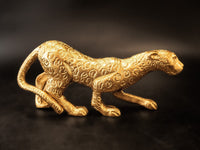 Brass Leopard Statue Sculpture Tiger 10.5"