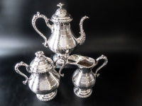 Antique Silver Plate German Silver Tea Set Flower Finial