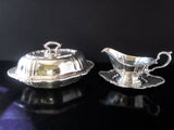 Silver Plate Covered Divided Serving Dish And Gravy Boat Set Gorham Y926 Y930