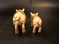 Pair Brass Pigs Piglet Statue Sculpture Figures
