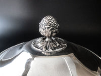 Vintage Silver Plate Covered Serving Dish With Flower Bud Finial