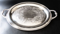 Vintage Oval Silver Plate Serving Tray With Handles