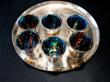 Gold Silver Leaf Gilded Multicolor Shot Glasses Set Of Six