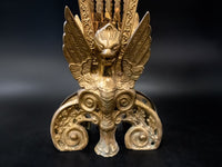 Vintage Brass Fireplace Screen Fan Gargoyle Griffin