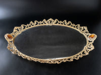 Large Vintage Mirrored Vanity Tray Cherub Gilded Mirror Hollywood Regency