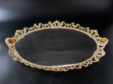Large Vintage Mirrored Vanity Tray Cherub Gilded Mirror Hollywood Regency
