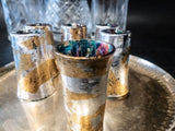 Gold Silver Leaf Gilded Multicolor Shot Glasses Set Of Six