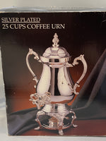 Vintage Silver Plate Coffee Urn Samovar With Burner 25 Cup Capacity IOB Ornate Tea and Coffee Sets