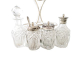 Antique Silver Plate Cut Crystal Glass Condiment Cruet Set England Israel Freeman And Son