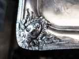 Antique Silver Plate Serving Tray Figural Faces 1872 Hibernian Society Portrait Medallion