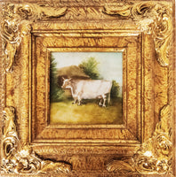 Gilt Framed Oil Painting Cow Antique Style Hand Painted Painting