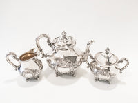 Vintage Silver Plate Tea Set Hand Chased 3 Piece Reed Barton Regent Tea Sets