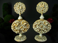 Ormolu Perfume Bottles Pair Gilt White Wash Decanter 24 Kt Rare Hollywood Regency