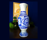 Tall Chinoiserie Vase Blue And White Chinese Asian Floral 17"