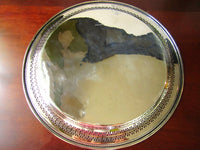 Vintage Silver Plate Tray Pierced Cut Out Design Round Engraved 1978 Gallery Tray