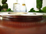 Vintage Silver Plate Tray Pierced Cut Out Design Round Engraved 1978 Gallery Tray