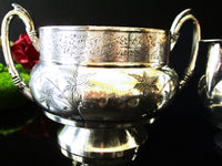 Antique James Tufts Silver Plate Sugar Bowl And Creamer
