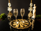 Vintage Gold Plated Tray Platter Round Foreman Family Vanity