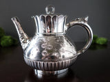 Antique Teapot Silver Plate Flower Morning Glory Finial