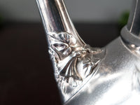 Antique Teapot Silver Plate Flower Morning Glory Finial