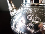 Antique Teapot Silver Plate Flower Morning Glory Finial