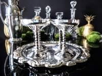 Vintage Silver Plate Champagne Glasses With Tray Weddings Parties Holidays