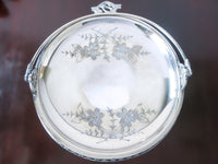 Antique Silver Quadruple Plate Bride's Basket Figural Stork Victorian 1800s