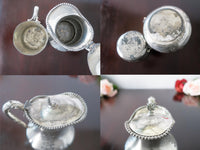 Antique Silver Plate Childs Cup And Covered Creamer Pitcher