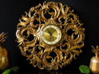 Vintage Welby 8 Day Clock Gilded Gold Rococo German Movement Works Ormolu Hollywood Regency